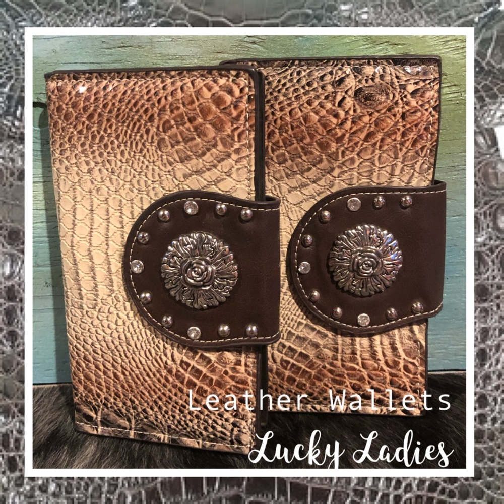🌼 Wallet Alligator Print & Real Leather Clutch